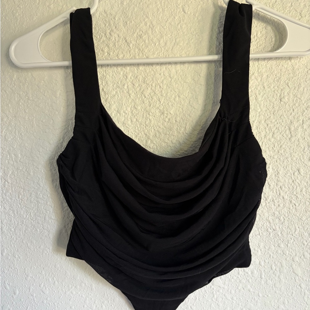 Black Draped Women's Crop Top